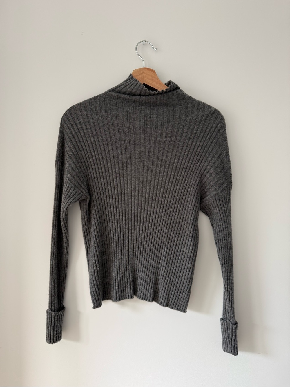 Frank & Oak Charcoal Ribbed Mock Neck Sweater